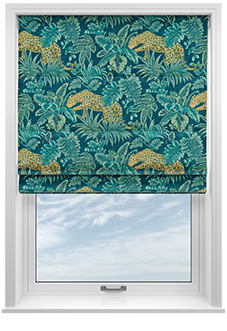 Leopard, Teal - Motorised Roman Blind
